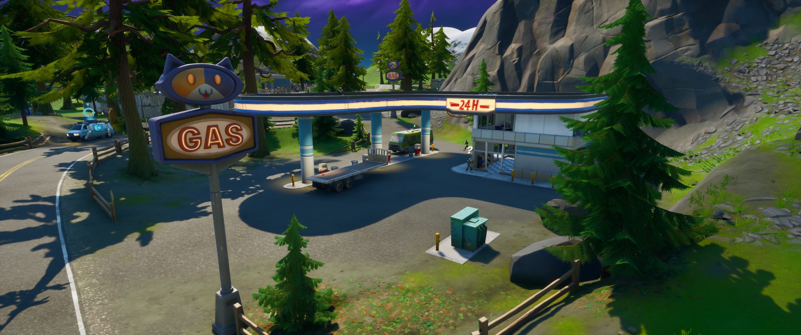  Where to gas up a car at Catty Corner in Fortnite Chapter 2 Season 3 