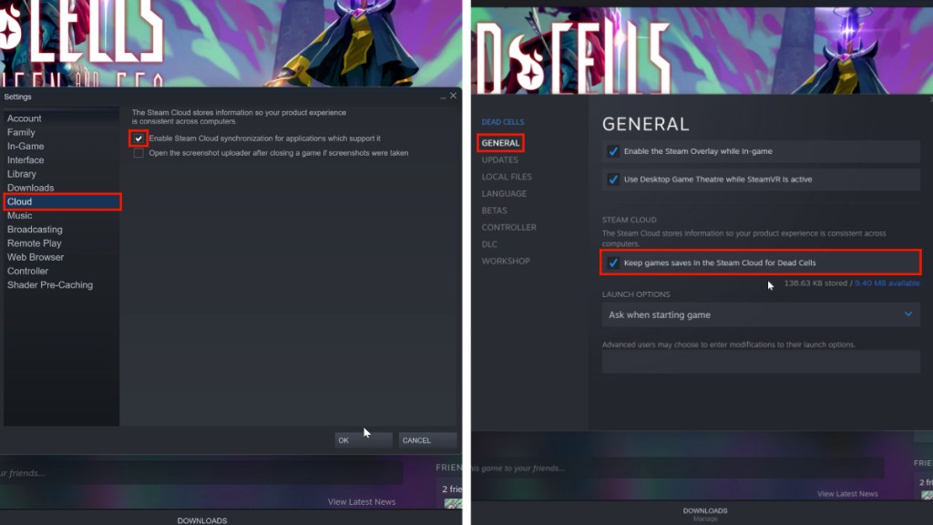 Checking if Steam Cloud is active for Dead Cells