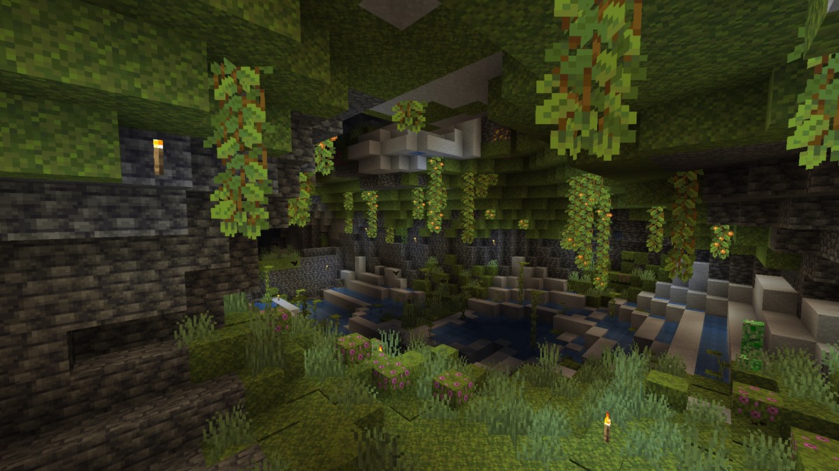  Lush Caves biome makes its debut in Minecraft Snapshot 21w10a 