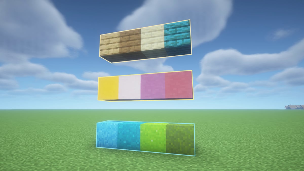 Three Minecraft Block Palettes