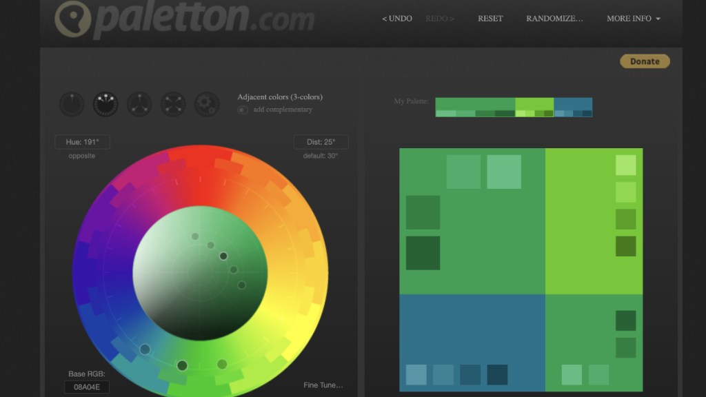 Using Paletton to make Minecraft Block Palettes