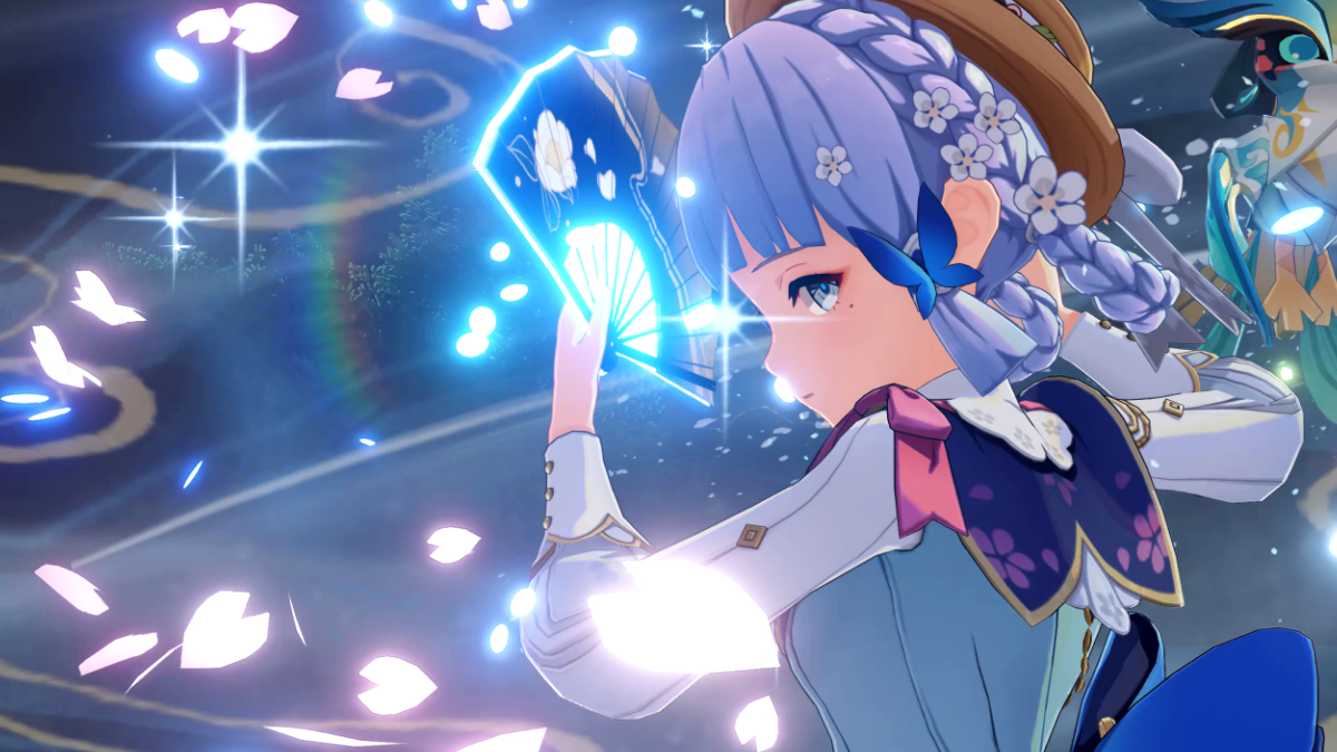 Ayaka Executing Her Elemental Burst in Genshin Impact