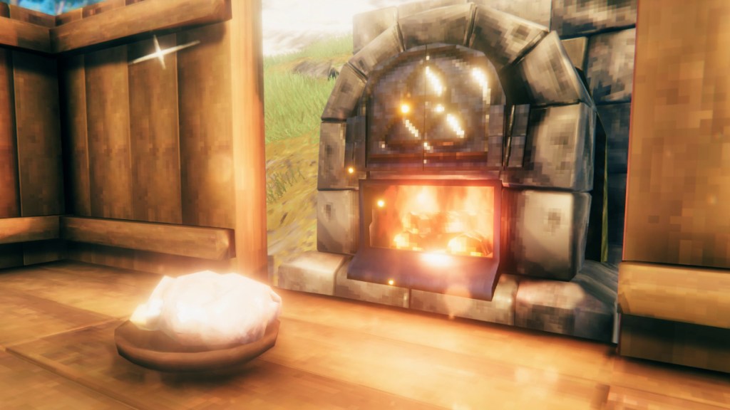 Cooking Uncooked honey glazed chicken in a Stone Oven in Valheim