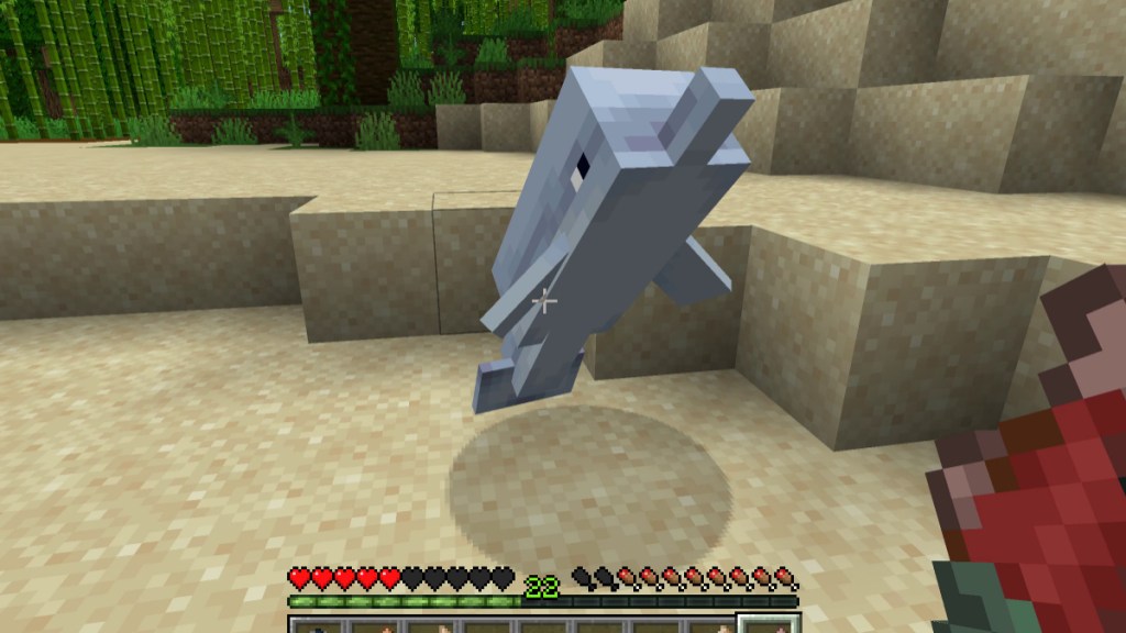 Feeding a Beached Dolphin in Minecraft