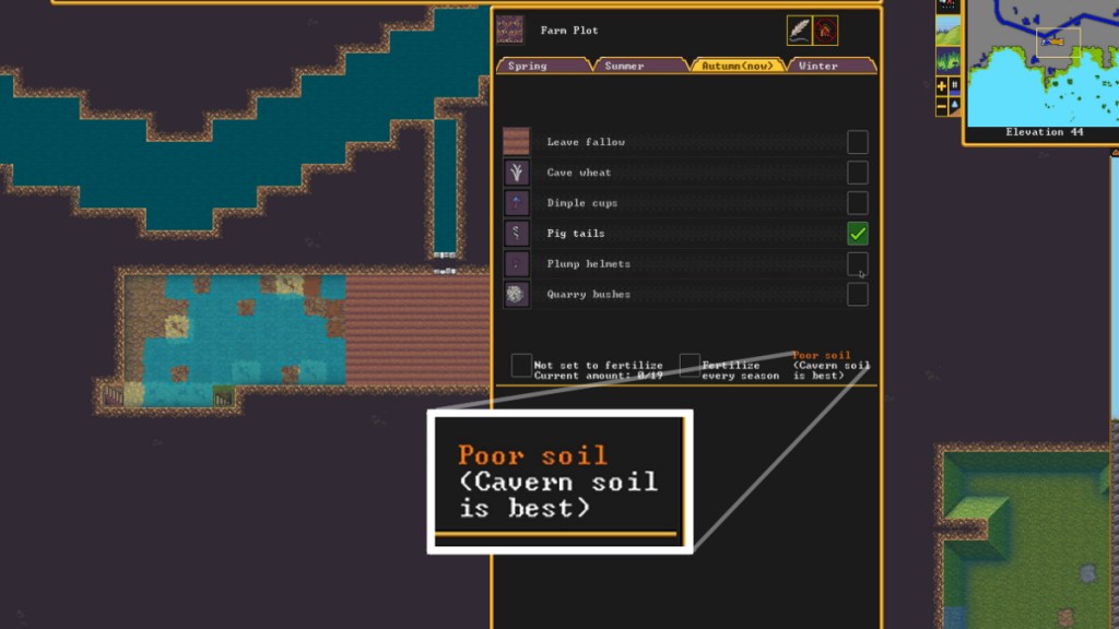 Poor soil for farming in Dwarf Fortress