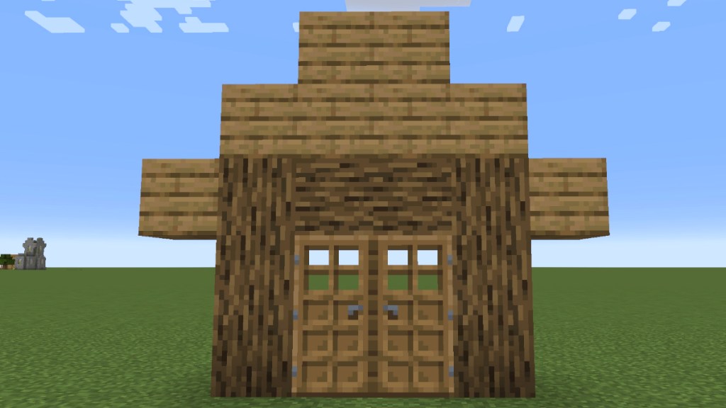 oak wood house frame in Minecraft
