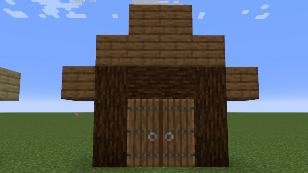 spruce wood house frame in Minecraft