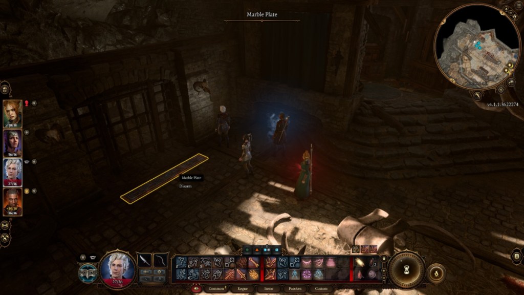 BG3 screenshot of a trapped plate on the floor of the apothecary lab
