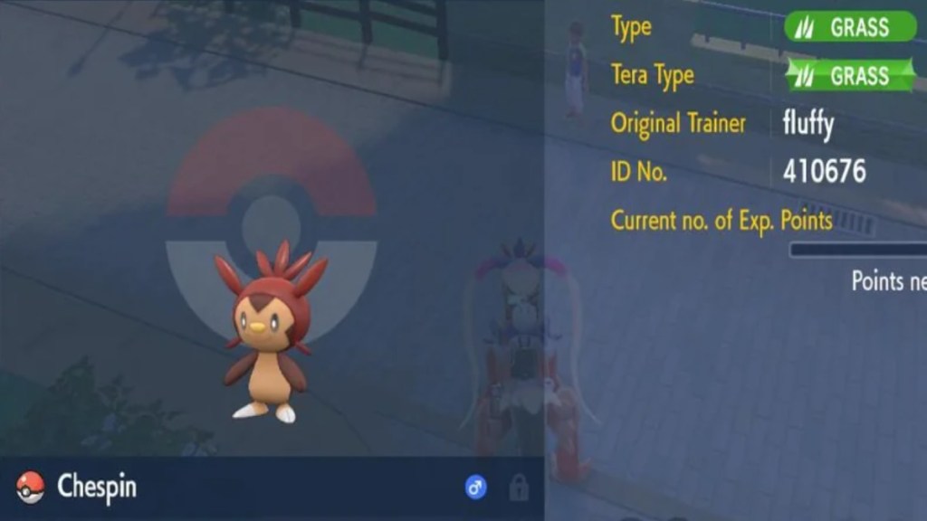 Image of shiny Chespin from Pokemon games