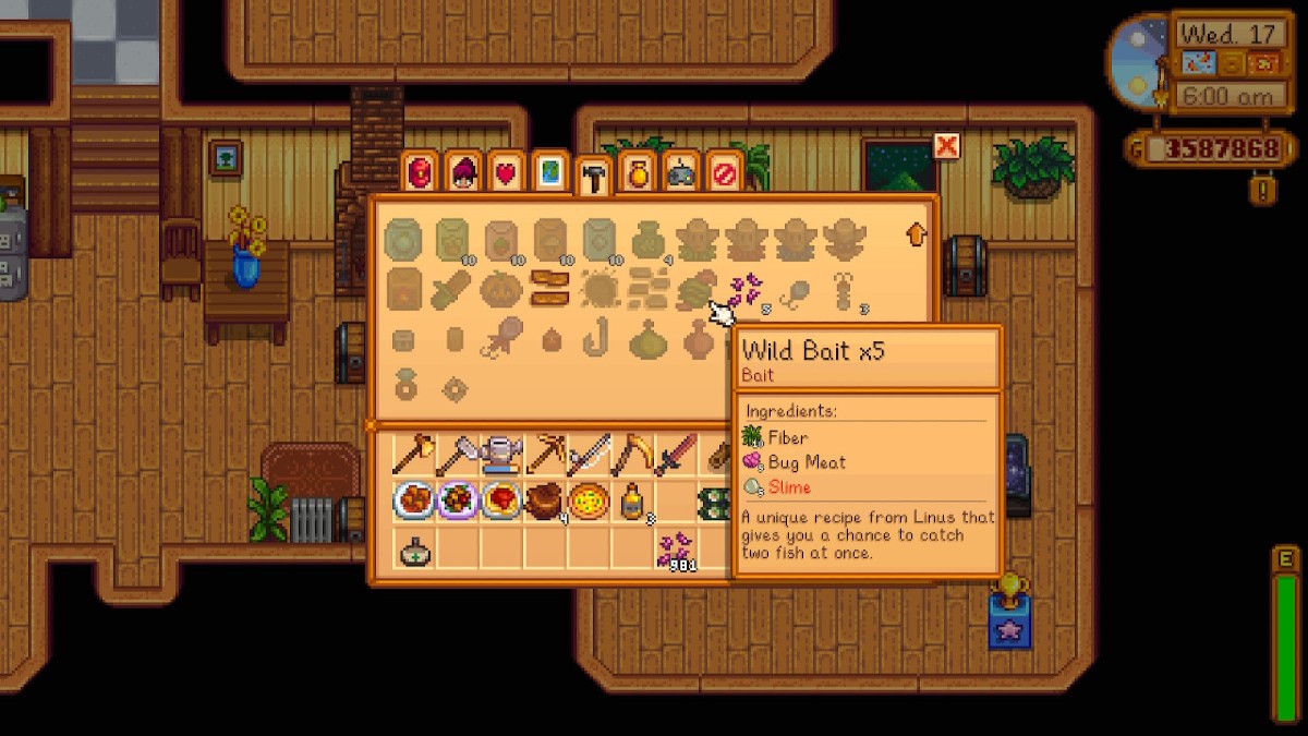 Crafting Wild Bait Stardew Valley