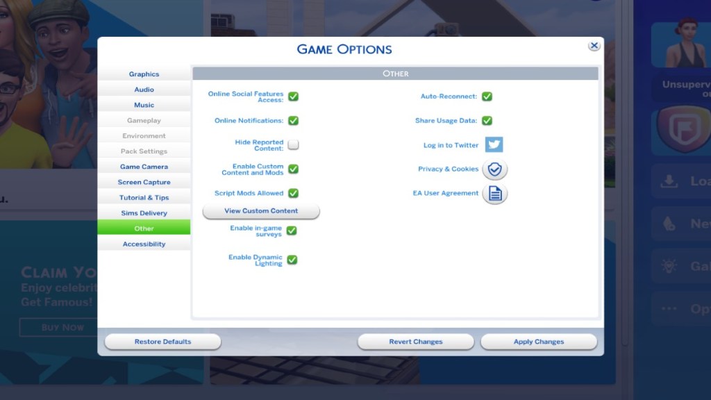 Sims 4 Mods Enabled