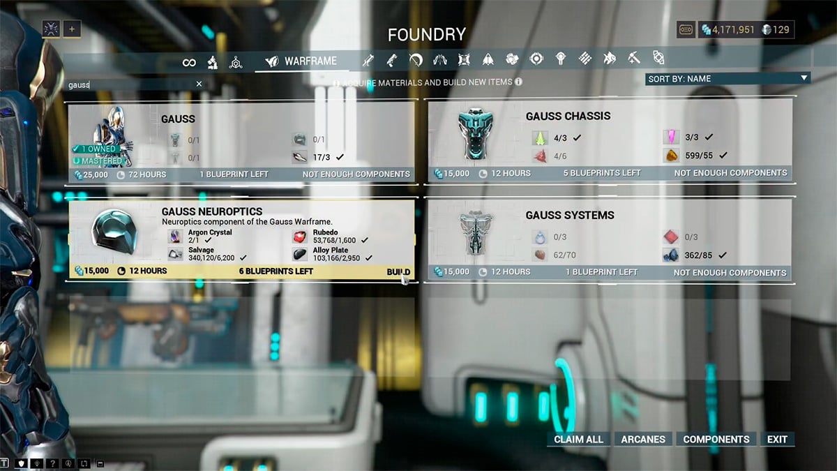 Farming Gauss in Warframe