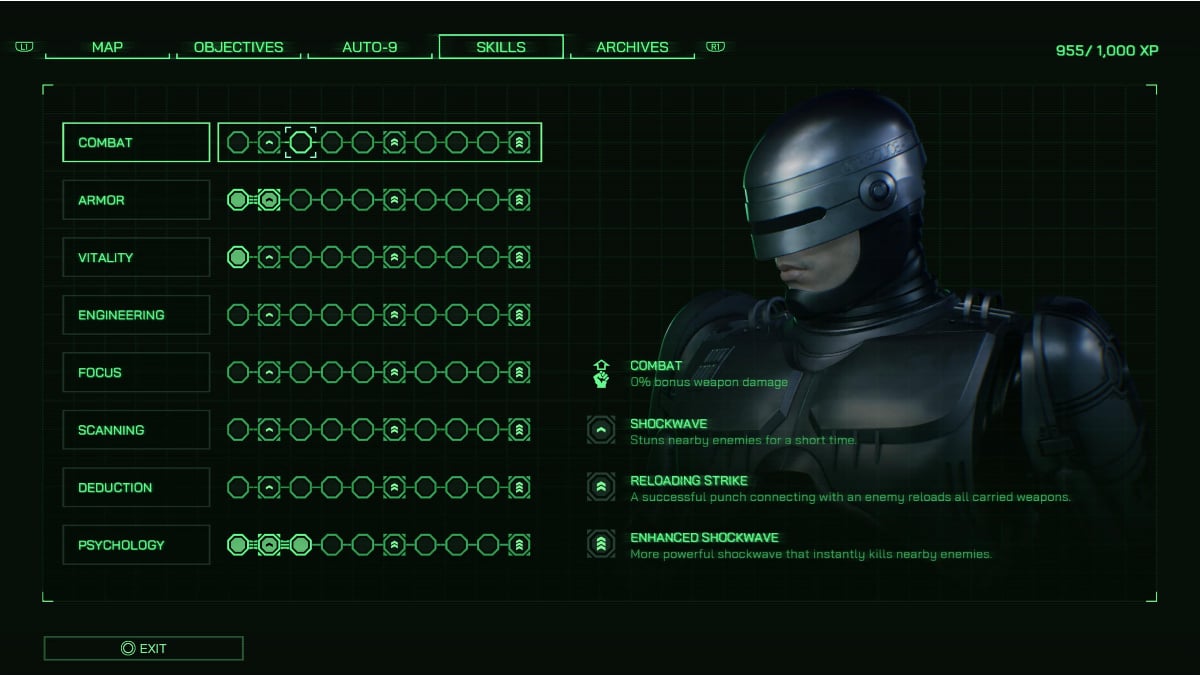 RoboCop: Rogue City Skills Tab