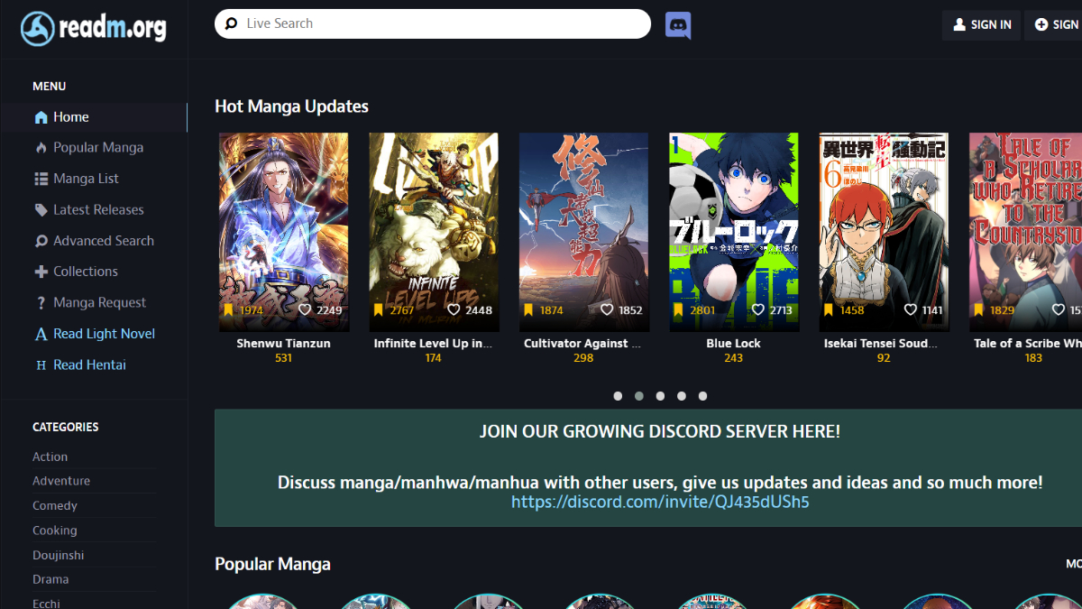 top manga sites readm