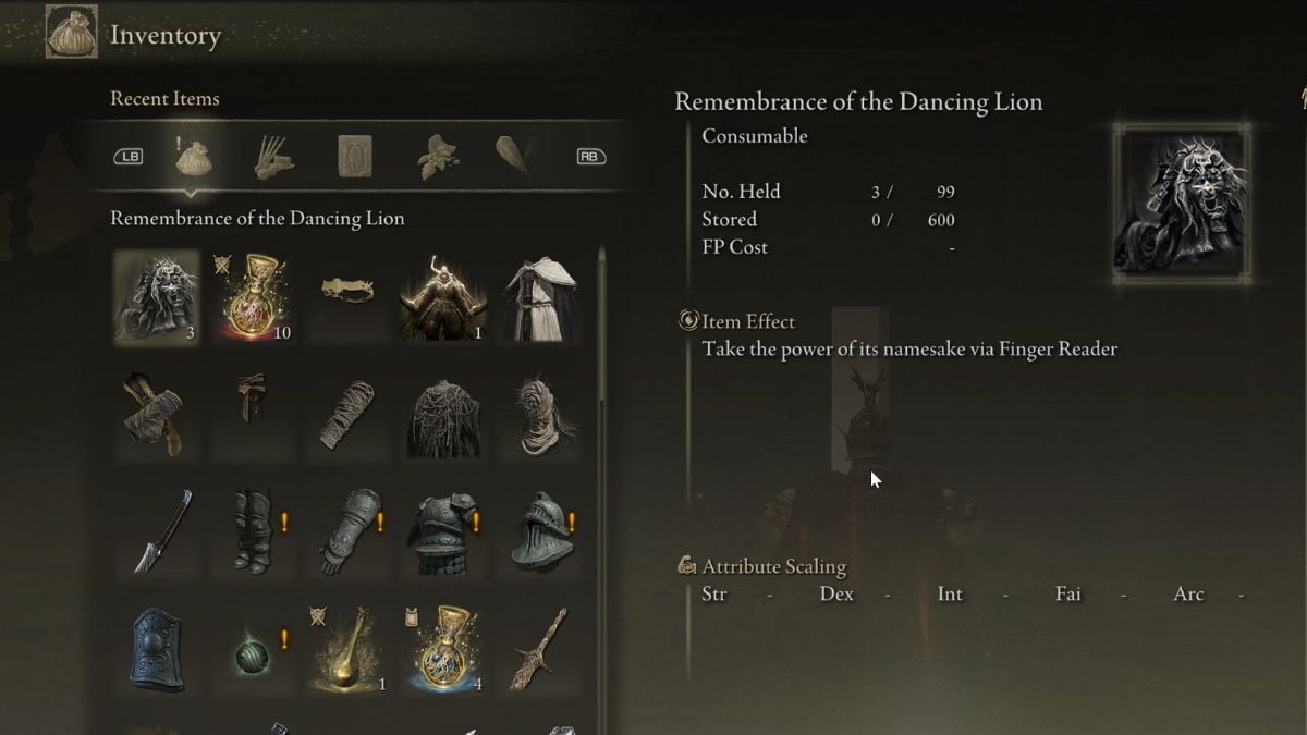 Remembrances in the inventory