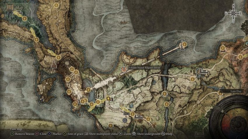 Screenshot of Elden Ring's map showing Istvan's location